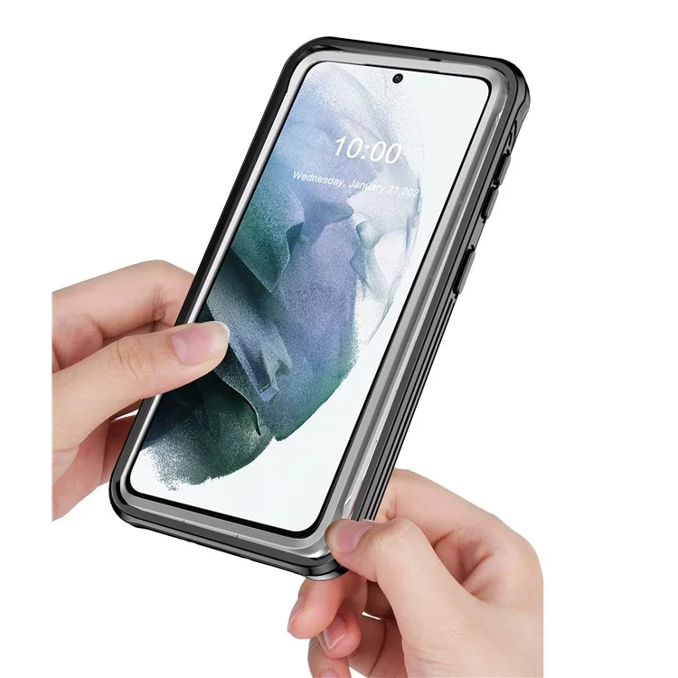 Vollständiger Schutz Harte PC-Gehäuseschale mit eingebautem PET-Bildschirmschutz für Samsung Galaxy S21 Ultra 5G
