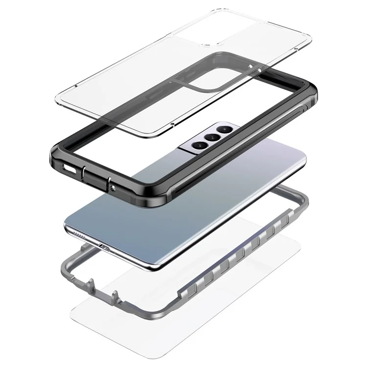 Full-body Protection Hard PC Case Shell Built-in PET Screen Protector for Samsung Galaxy S21 4G/5G