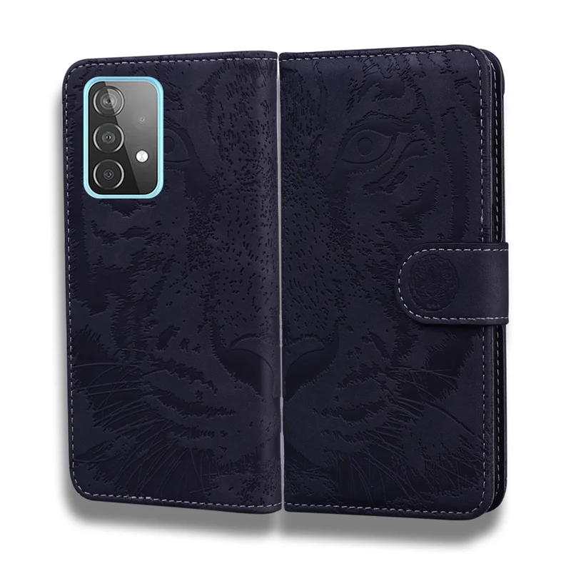 Imprinted Tiger Pattern Stand Wallet Case Leather Cover for Samsung Galaxy A52 4G/5G / A52s 5G - Black
