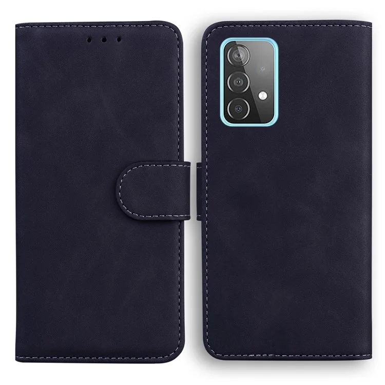 Conception de Portefeuille Couleur de Téléphone en Cuir en Cuir de Couleur Unie Pour Samsung Galaxy A52 4g / 5G / A52s 5G - le Noir