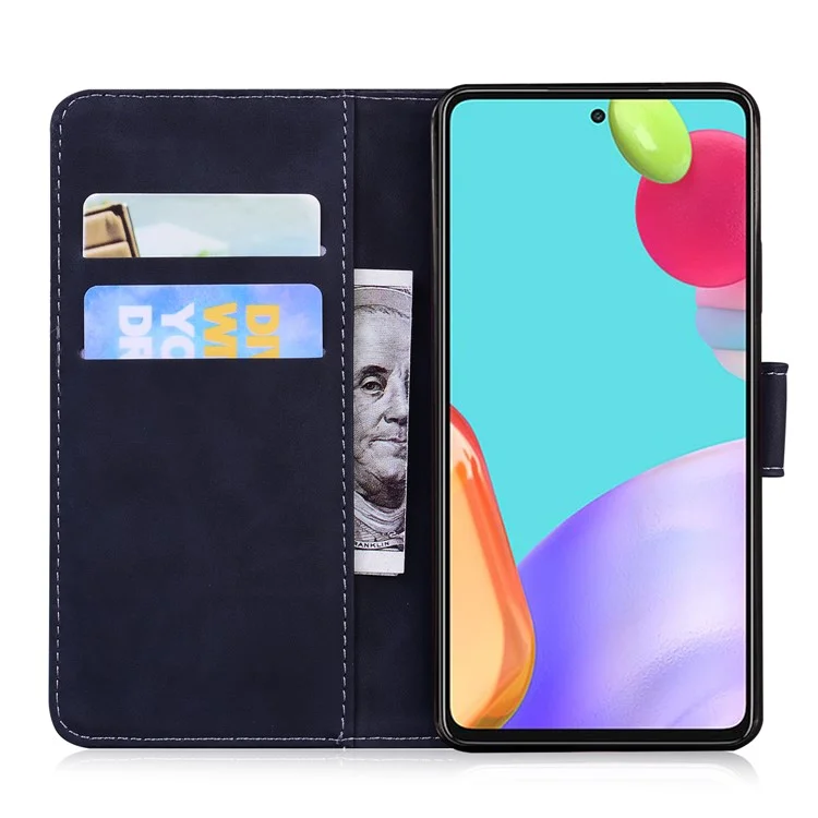 Conception de Portefeuille Couleur de Téléphone en Cuir en Cuir de Couleur Unie Pour Samsung Galaxy A52 4g / 5G / A52s 5G - le Noir