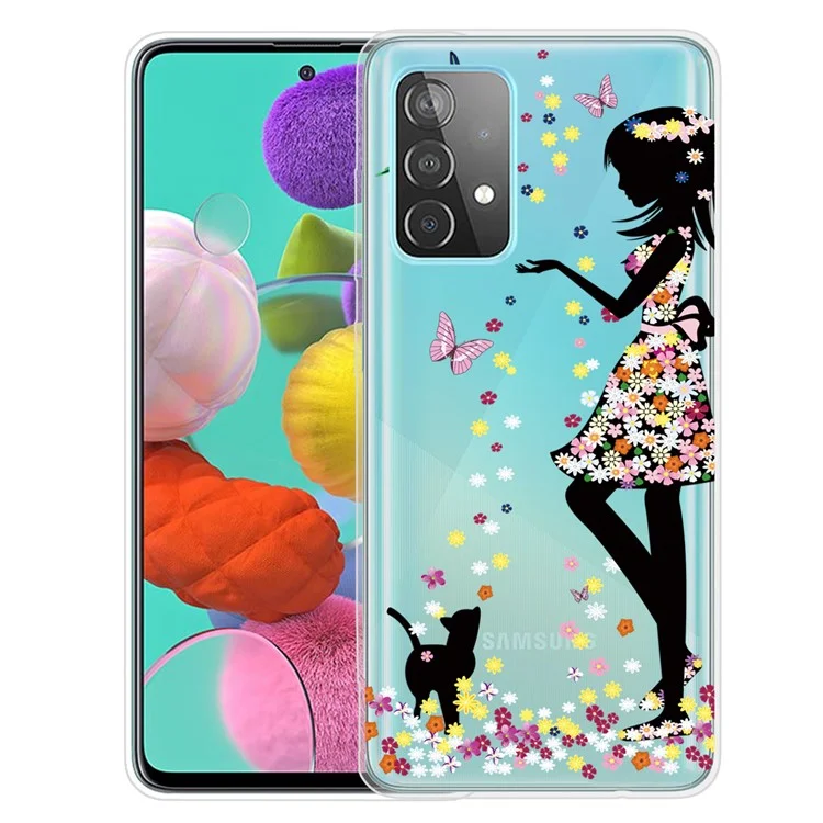 Pattern Printing Soft TPU Phone Cover Case for Samsung Galaxy A32 4G (EU Version) - Beautiful Girl