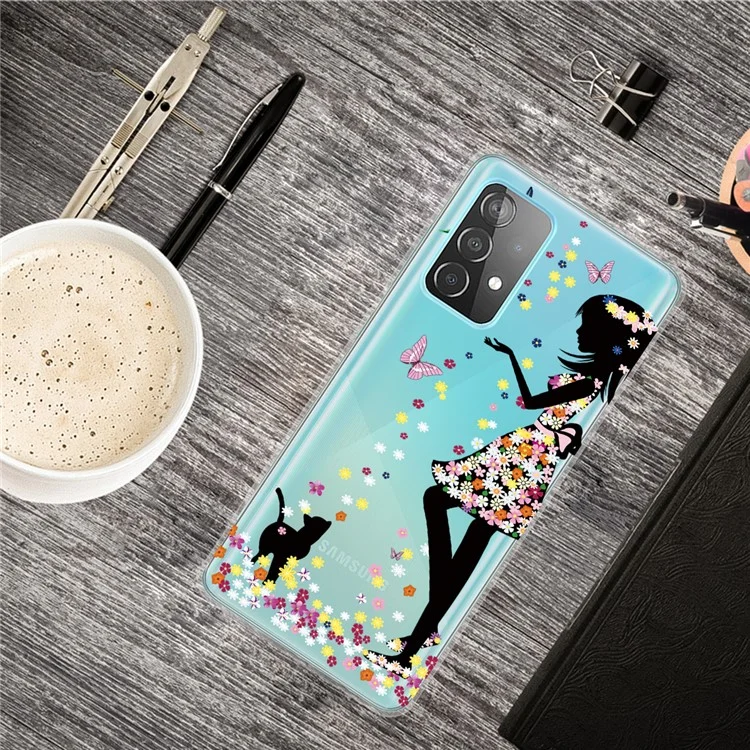 Pattern Printing Soft TPU Phone Cover Case for Samsung Galaxy A32 4G (EU Version) - Beautiful Girl