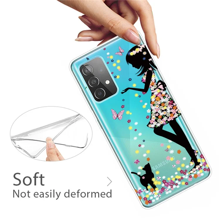 Pattern Printing Soft TPU Phone Cover Case for Samsung Galaxy A32 4G (EU Version) - Beautiful Girl