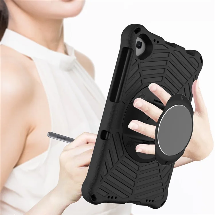 Capa para Kickstand EVA com Textura de Teia de Aranha e Alça para Samsung Galaxy Tab A 10.1 (2019) T510 - Preto