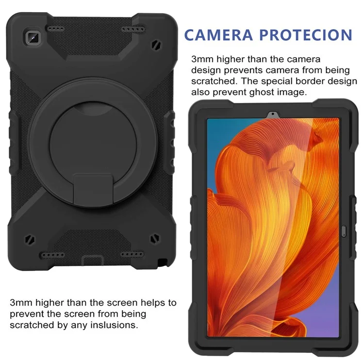 Caja híbrida de tableta de PC + silicona con correa para el hombro para Samsung Galaxy Tab A7 10.4 (2022) / (2020) - Negro