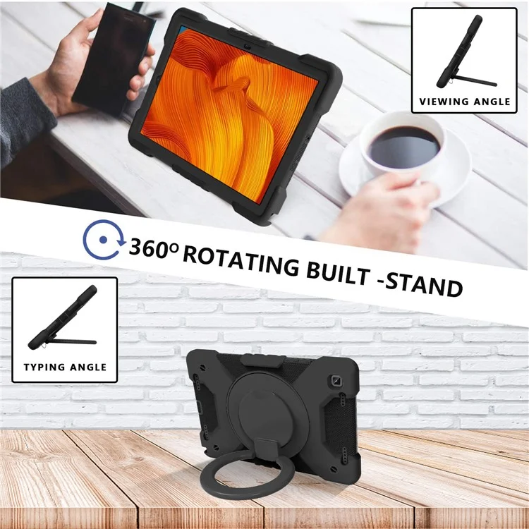 Caja híbrida de tableta de PC + silicona con correa para el hombro para Samsung Galaxy Tab A7 10.4 (2022) / (2020) - Negro