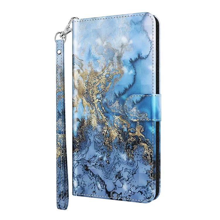 Pattern Printing Willet Stand PU Case de Cobertura de Teléfono de Cuero Para Samsung Galaxy A52 4G/5G / A52s 5G - Vía Milky Azul