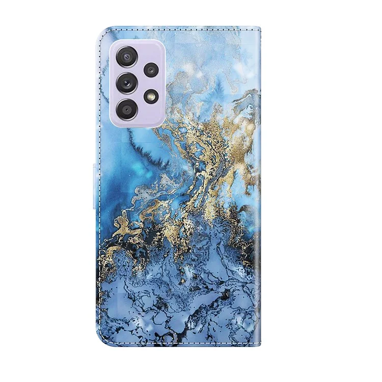 Pattern Printing Willet Stand PU Case de Cobertura de Teléfono de Cuero Para Samsung Galaxy A52 4G/5G / A52s 5G - Vía Milky Azul