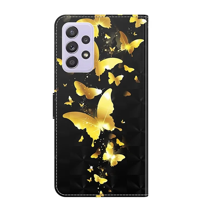 Design de Impressão de Padrões Pulho Pelo de Capela Pelo de Capela Casa Para Samsung Galaxy A52 4G/5G / A52s 5G - Borboleta Dourada