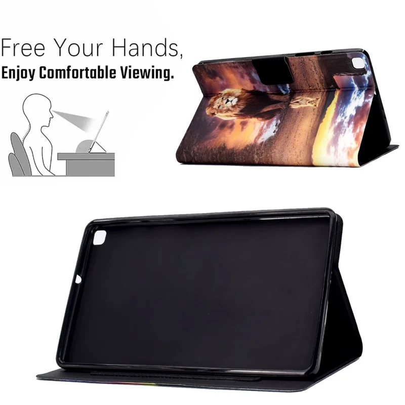 Futera z rysunkiem z pełnej skóry z ochroną tabletu dla Samsung Galaxy Tab S6 Lite (2020) P615 P610 / (2022) / (2024) - Lew