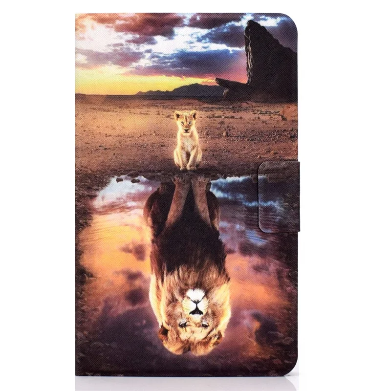 Futera z rysunkiem z pełnej skóry z ochroną tabletu dla Samsung Galaxy Tab S6 Lite (2020) P615 P610 / (2022) / (2024) - Lew