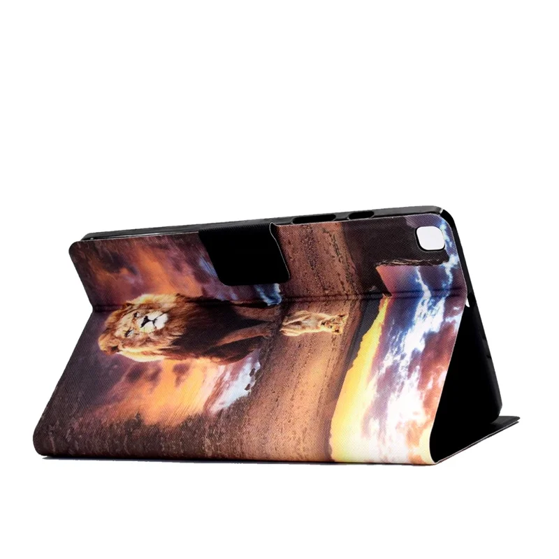 Futera z rysunkiem z pełnej skóry z ochroną tabletu dla Samsung Galaxy Tab S6 Lite (2020) P615 P610 / (2022) / (2024) - Lew