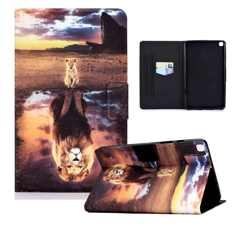Standdesign-Muster-Druck-Leder-Vollschutz-Tablet-Gehäuse Für Samsung-Galaxie-Tab A7 10.4 (2020) T500 - Löwe