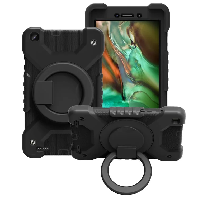 Tablette De Tablette Hybride De Silicone À 360 Degrés Swivel Design Avec Bandoulière Pour Samsung Galaxy Tab A 8.0 Wi-Fi (2019) SM-T290 - Noir