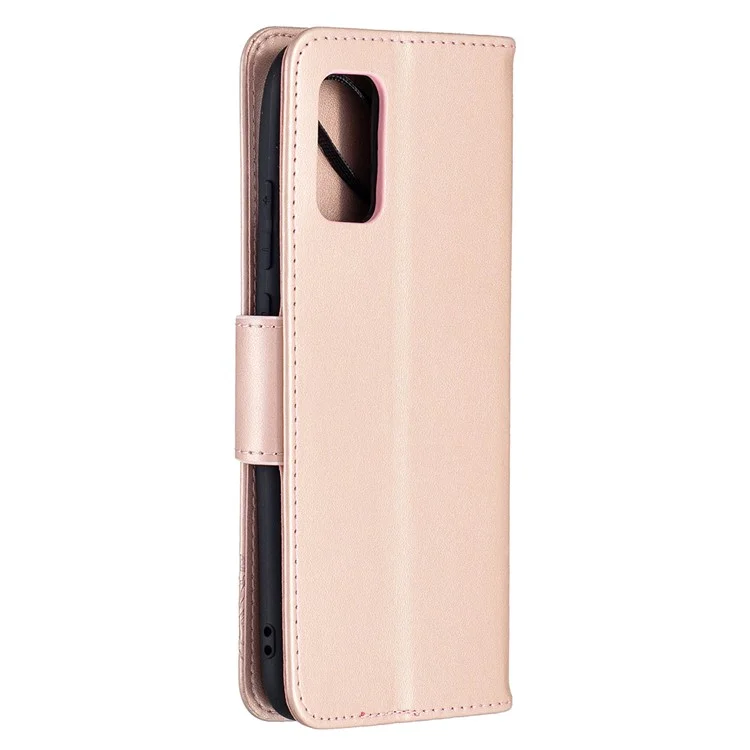 Für Samsung Galaxy A02s (164,2 x 75,9 x 9,1 mm) Imprint Butterflies Wallet Stand Flip Leather Phone Shell - Gold
