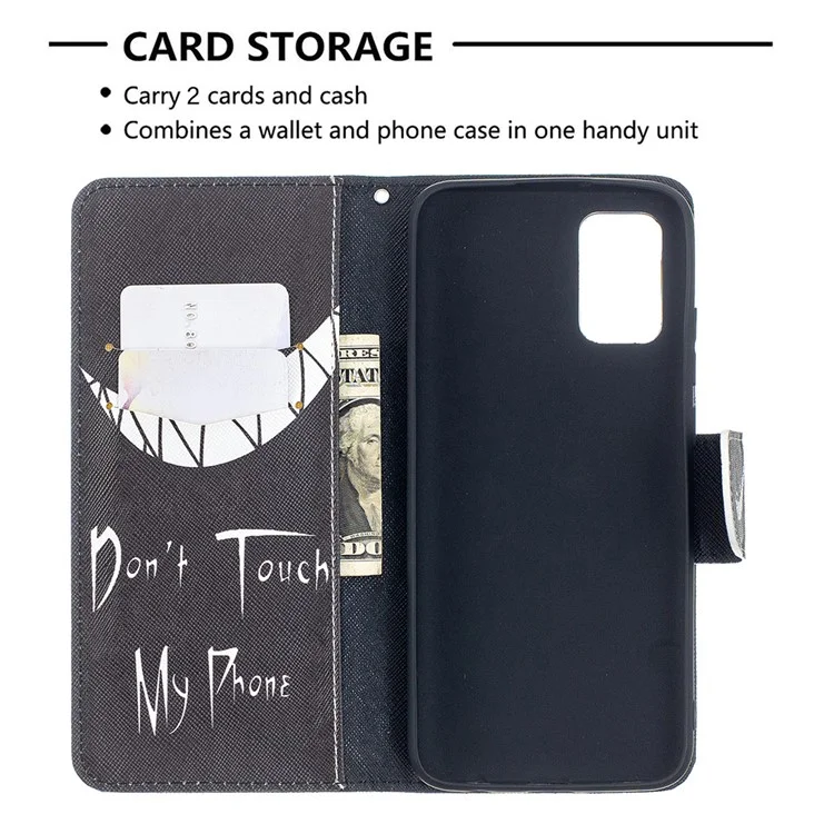 Pattern Printing Magnetic Leather Stand Wallet Phone Case Shell for Samsung Galaxy A02s (164.2x75.9x9.1mm) - Devil Grin