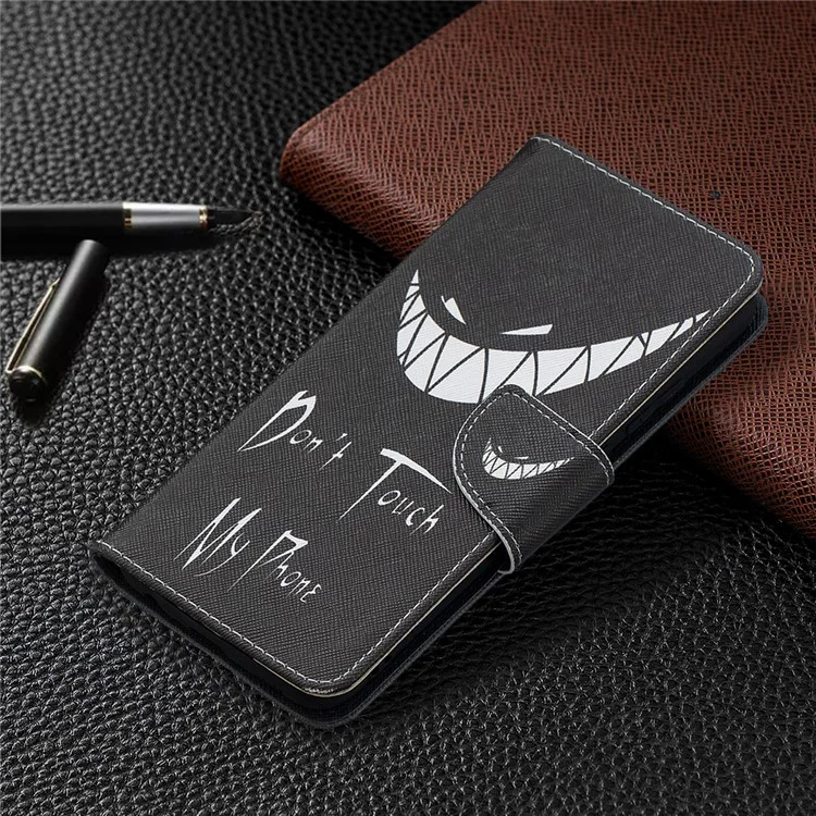 Pattern Printing Magnetic Leather Stand Wallet Phone Case Shell for Samsung Galaxy A02s (164.2x75.9x9.1mm) - Devil Grin