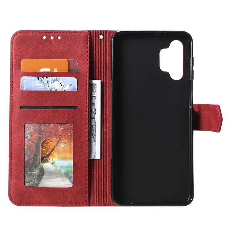 Rivestimento Rivet Decor in pelle splicezione Custodia protettiva per telefono per Samsung Galaxy A32 4G (versione EU) - Rosso 