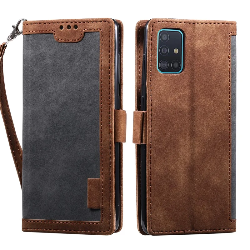 Vintage Splicing Style Wallet Stand Leather Flip Phone Casing for Samsung Galaxy A02s (164.2mm) - Grey