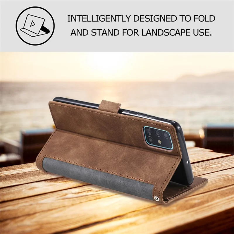 Vintage Splicing Style Wallet Stand Leather Flip Phone Casing for Samsung Galaxy A02s (164.2mm) - Grey