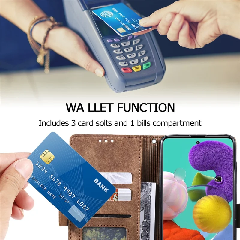 Vintage Splicing Style Wallet Stand Leather Flip Phone Casing for Samsung Galaxy A02s (164.2mm) - Grey