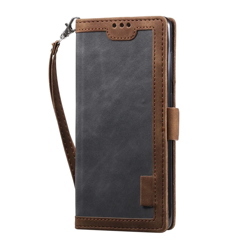 Vintage Splicing Style Wallet Stand Leather Flip Phone Casing for Samsung Galaxy A02s (164.2mm) - Grey