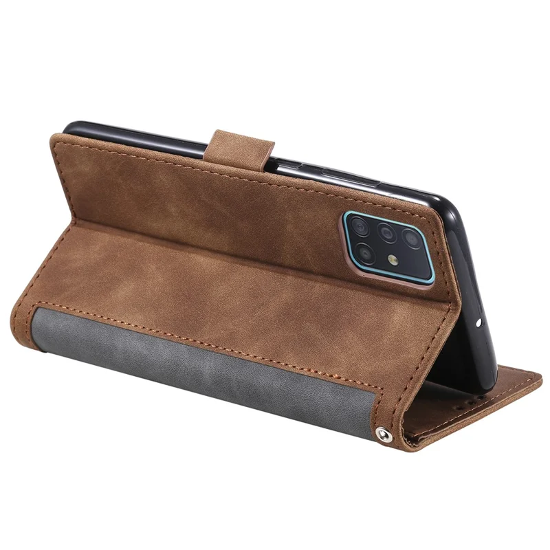 Vintage Splicing Style Wallet Stand Leather Flip Phone Casing for Samsung Galaxy A02s (164.2mm) - Grey