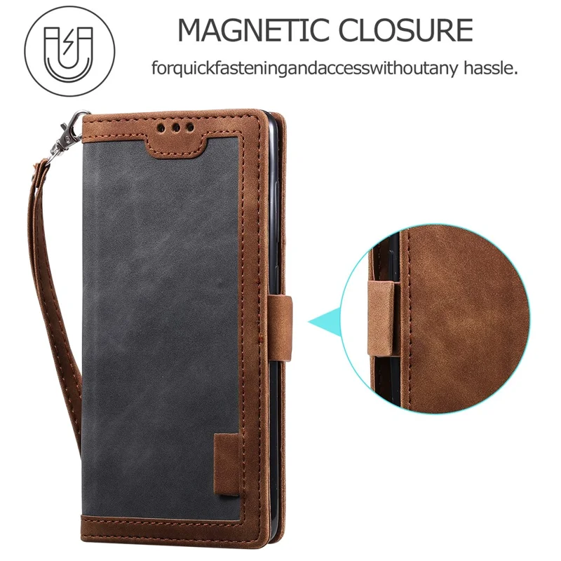 Vintage Splicing Style Wallet Stand Leather Flip Phone Casing for Samsung Galaxy A02s (164.2mm) - Grey