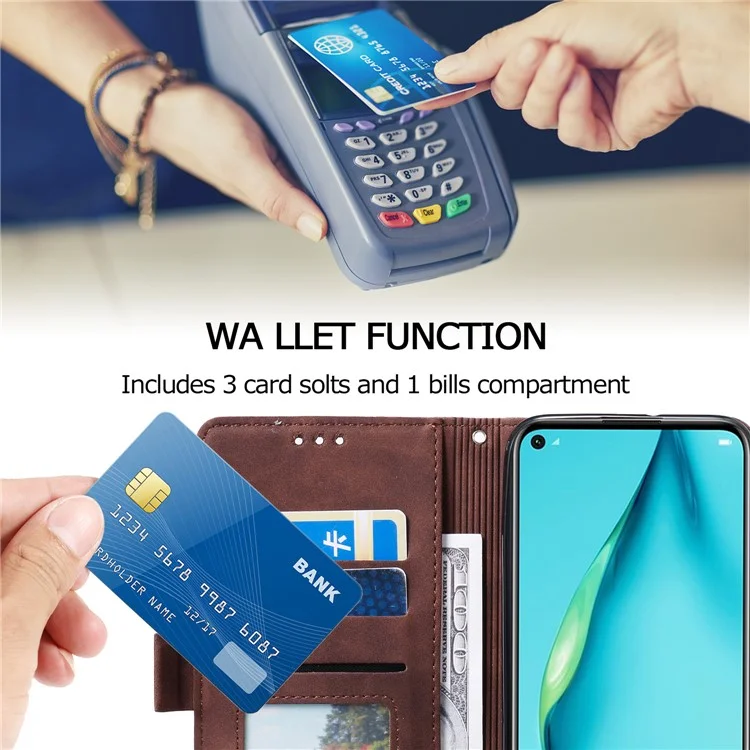 Funda de billetera con tapa de cuero con estilo de empalme vintage para Samsung Galaxy A12/M12 - Marrón
