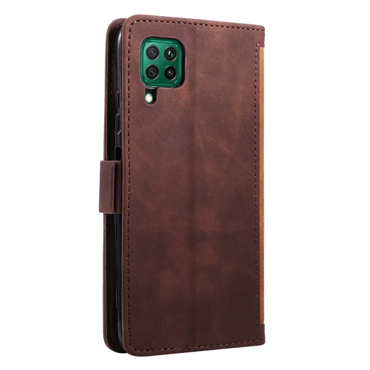 Funda de billetera con tapa de cuero con estilo de empalme vintage para Samsung Galaxy A12/M12 - Marrón