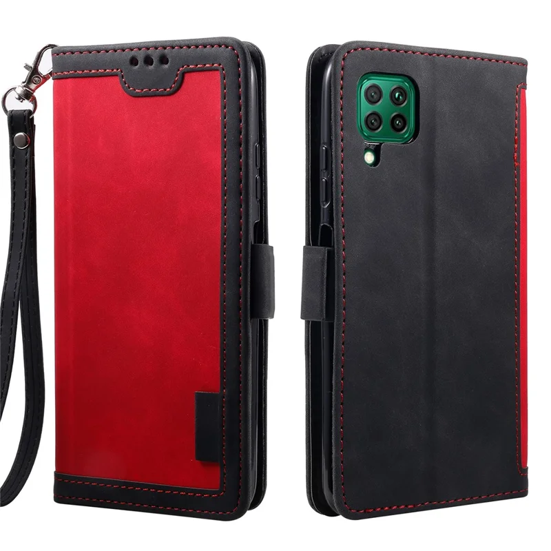 Vintage Splicing Style Wallet Stand Leather Flip Phone Casing for Samsung Galaxy A12/M12 - Red