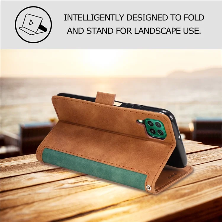 Vintage Splicing Style Wallet Stand Leather Flip Phone Casing for Samsung Galaxy A12/M12 - Green