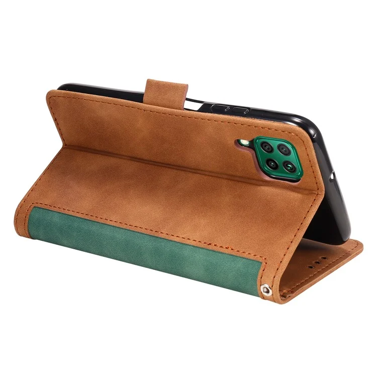 Vintage Splicing Style Wallet Soporte De Cuero Flip De La Carcasa Para Samsung Galaxy A12 / M12 - Verde