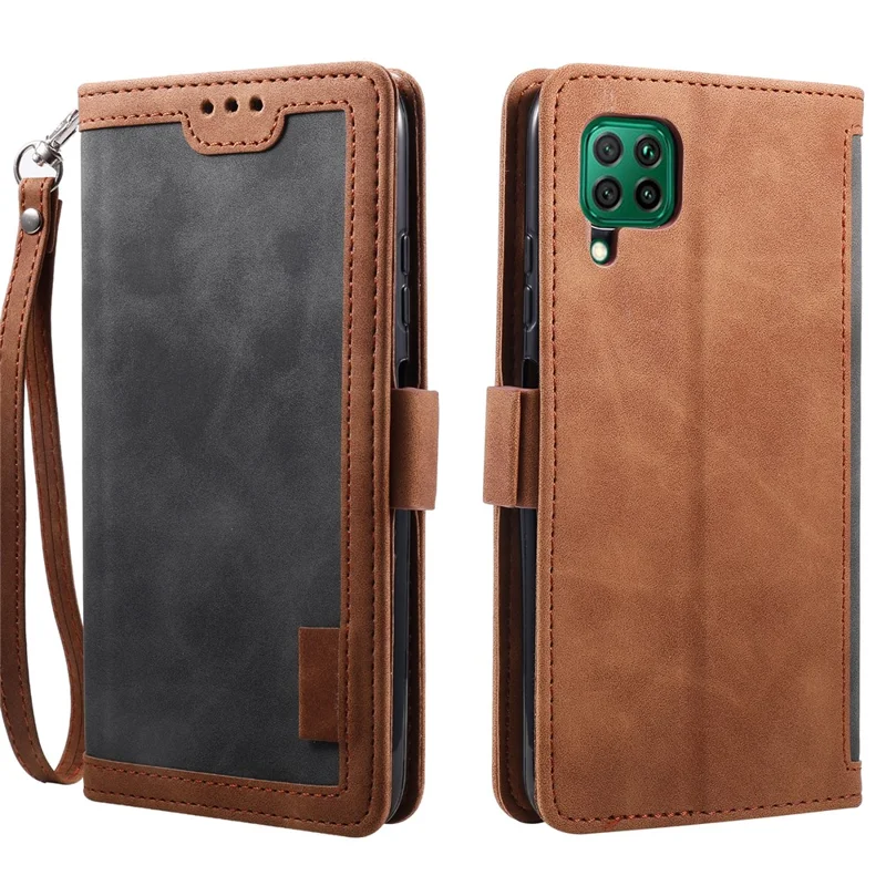 Vintage Splicing Style Wallet Stand Leather Flip Phone Casing for Samsung Galaxy A12/M12 - Grey