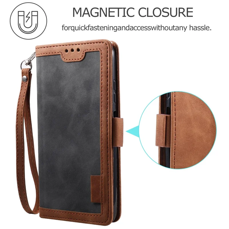 Vintage Splicing Style Wallet Stand Leather Flip Phone Casing for Samsung Galaxy A12/M12 - Grey