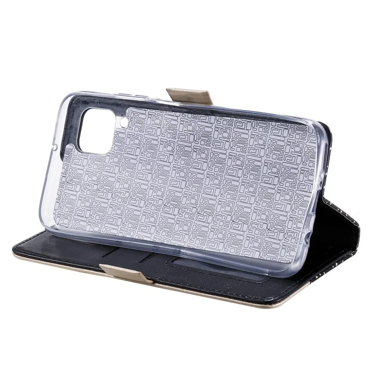 Funda de piel con cremallera y flor de encaje para Samsung Galaxy A12/M12 - Negra