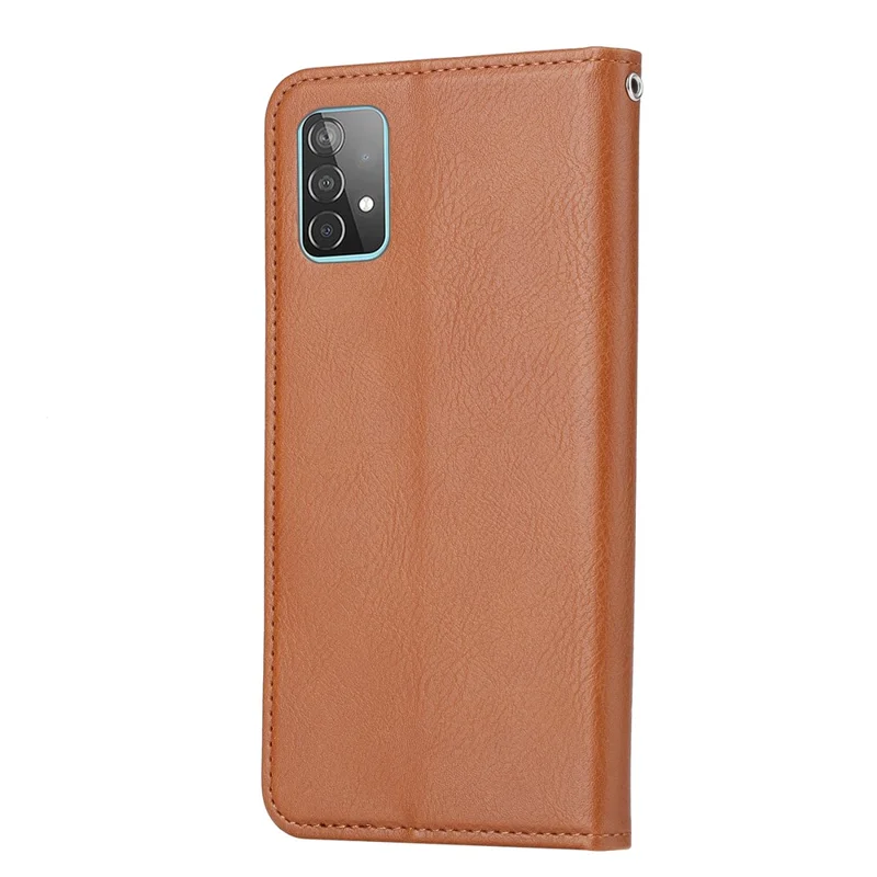 Auto-absorbed Wallet Stand Leather Protector Phone Cover for Samsung Galaxy A52 4G/5G / A52s 5G - Brown
