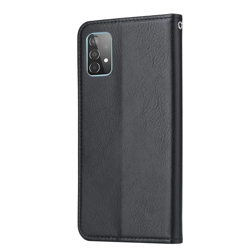 Auto-absorbed Wallet Stand Leather Protector Phone Cover for Samsung Galaxy A52 4G/5G / A52s 5G - Black