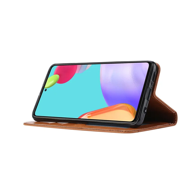 Auto-absorbed Wallet Stand Leather Protector Phone Cover for Samsung Galaxy A52 4G/5G / A52s 5G - Black