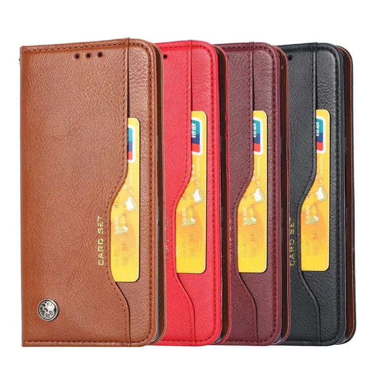 Auto-absorbed Wallet Stand Leather Protector Phone Cover for Samsung Galaxy A32 5G/M32 5G - Brown