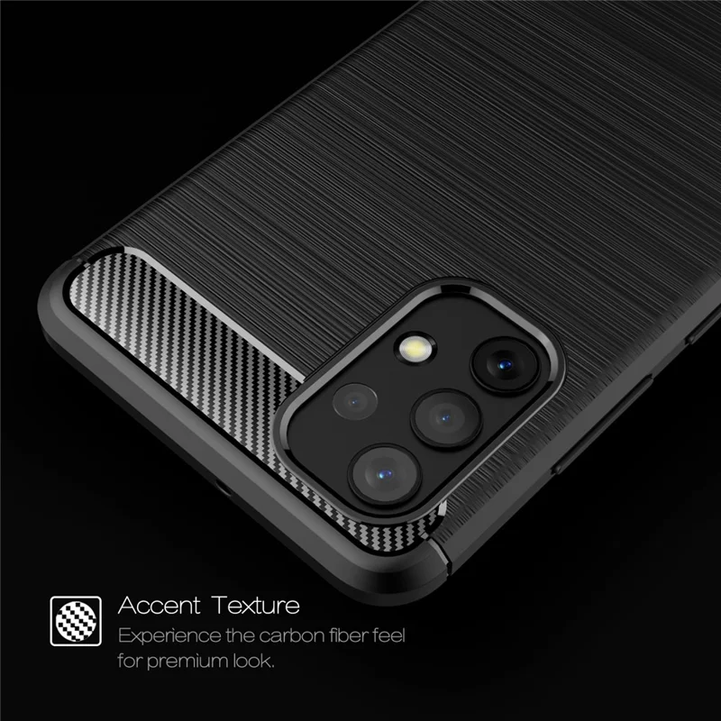 For Samsung Galaxy A32 4G (EU Version) Anti-Fingerprint Carbon Fiber Design Soft TPU Brushed Phone Case - Black