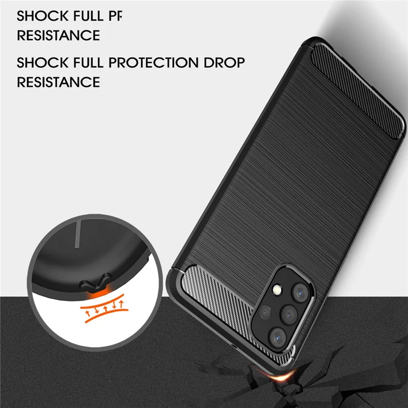 For Samsung Galaxy A32 4G (EU Version) Anti-Fingerprint Carbon Fiber Design Soft TPU Brushed Phone Case - Black