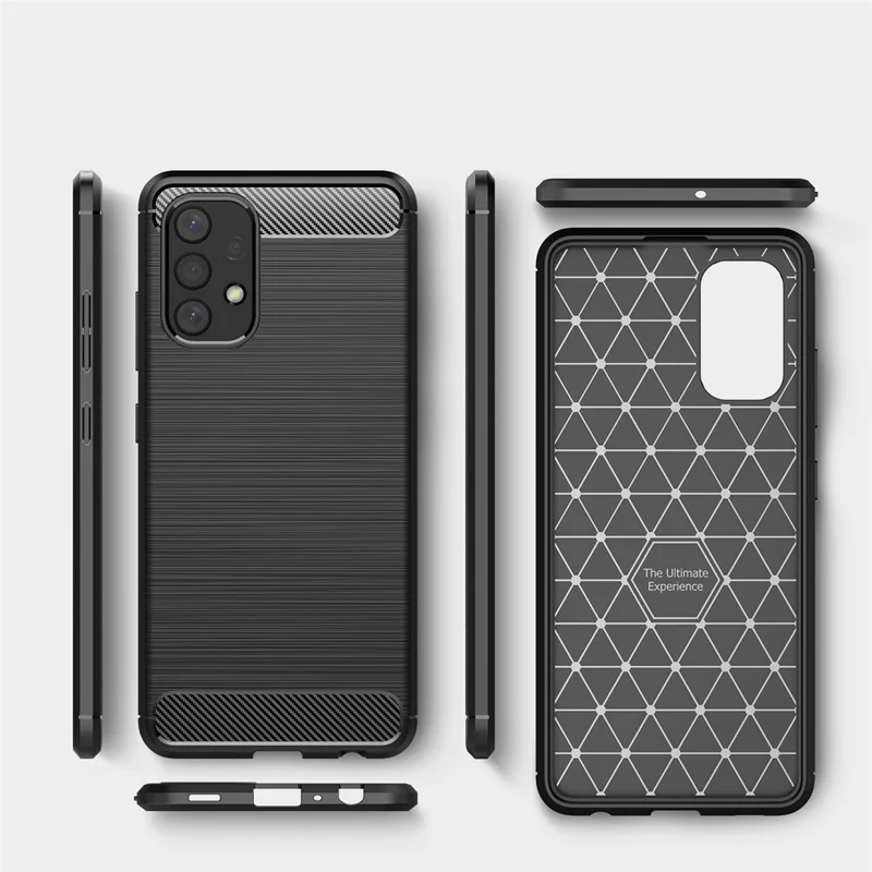 For Samsung Galaxy A32 4G (EU Version) Anti-Fingerprint Carbon Fiber Design Soft TPU Brushed Phone Case - Black