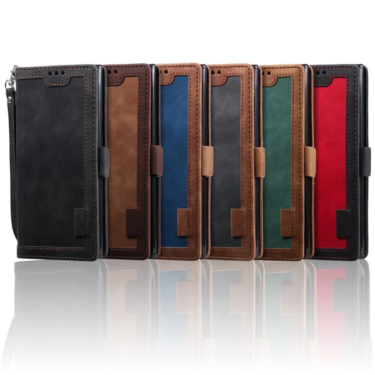 Vintage Spleißstil Wallet Stand Leder Flip Phone Case Für Samsung Galaxy A32 5G/M32 5G - Rot