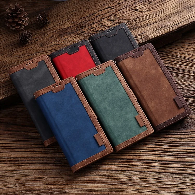 Vintage Spleißstil Wallet Stand Leder Flip Phone Case Für Samsung Galaxy A32 5G/M32 5G - Rot
