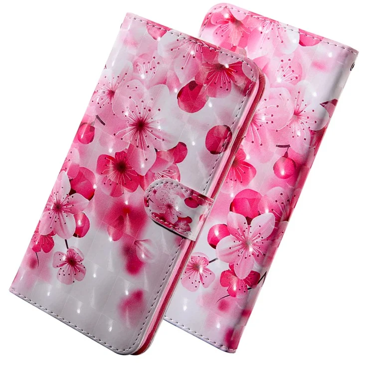 Funda de Portada de Teléfono de la Billetera de Impresión de Patrones 3D PU Para Samsung Galaxy A12 - Flor