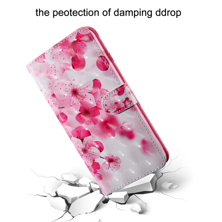 Funda de Portada de Teléfono de la Billetera de Impresión de Patrones 3D PU Para Samsung Galaxy A12 - Flor