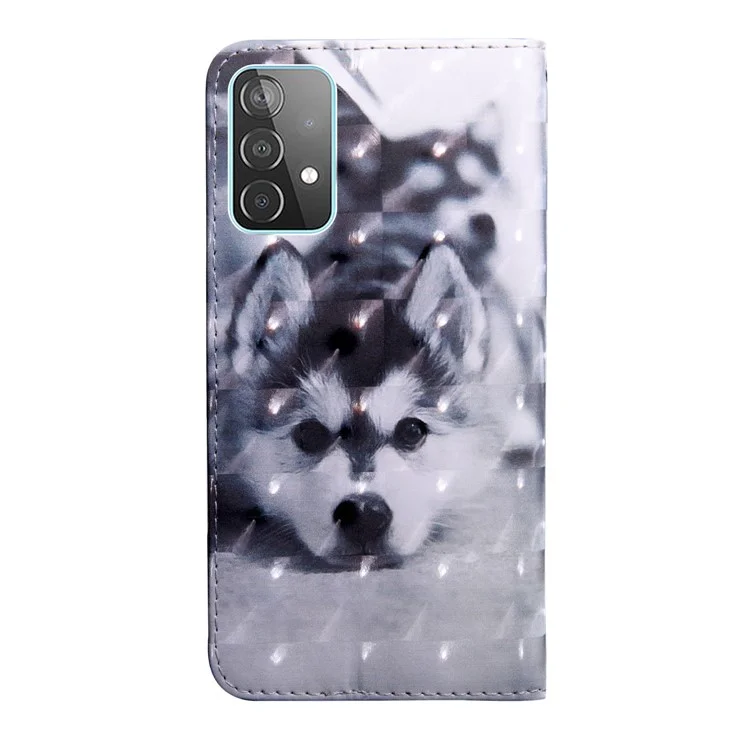3D Pattern Printing Wallet Stand PU Leather Full-Protection Phone Cover Case for Samsung Galaxy A52 4G/5G / A52s 5G - Dog
