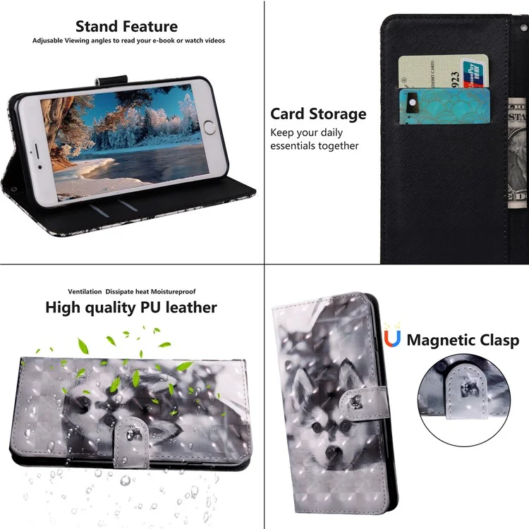 3D Pattern Printing Wallet Stand PU Leather Full-Protection Phone Cover Case for Samsung Galaxy A52 4G/5G / A52s 5G - Dog